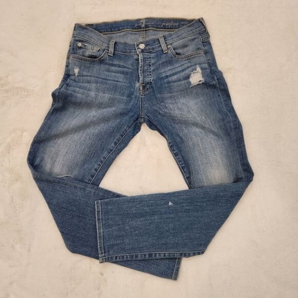 7 for all mankind josefina skinny boyfriend blue jeans size 27 - Picture 9 of 16